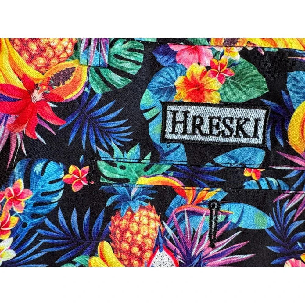 Hreski Shorts Mens Size‎ 34 Tropical Floral Pineapple Banana Print Shorts